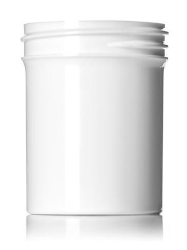 2 oz white PP plastic single wall jar with 48-400 neck finish