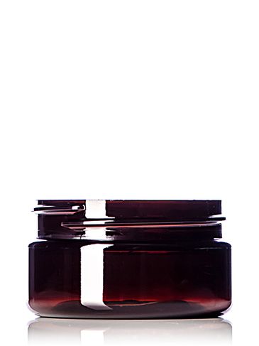 2 oz amber PET plastic single wall jar with 58-400 neck finish
