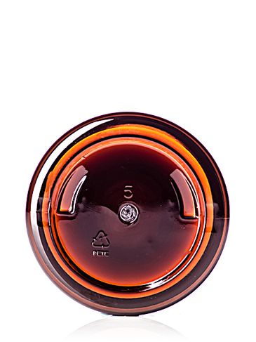 2 oz amber PET plastic single wall jar with 58-400 neck finish