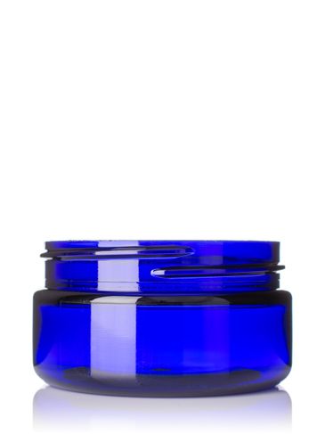 2 oz cobalt blue PET plastic single wall jar with 58-400 neck finish