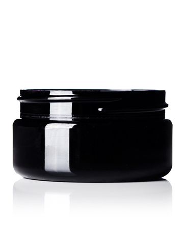 2 oz black PET plastic single wall jar with 58-400 neck finish
