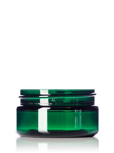 2 oz green PET plastic single wall jar with 58-400 neck finish