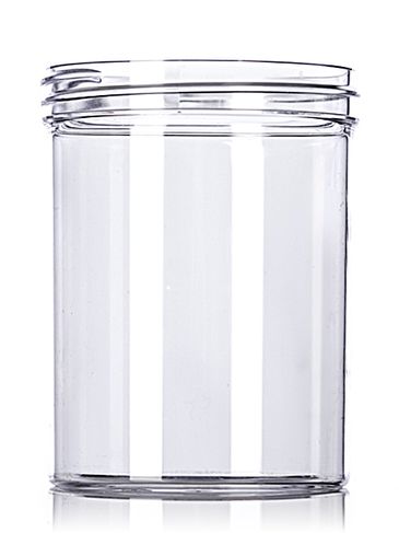 8 oz clear PS plastic single wall jar with 70-400 neck finish