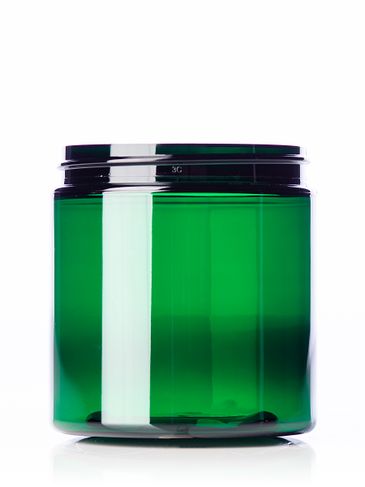 8 oz green PET plastic single wall jar with 70-400 neck finish