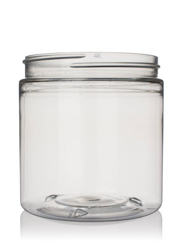 8 oz clear 25% PCR PET plastic single wall jar with 70-400 neck finish