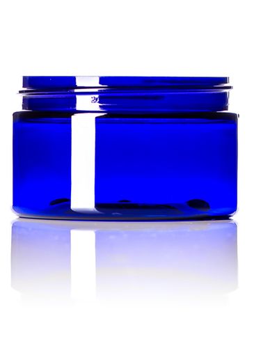 4 oz cobalt blue PET plastic single wall jar with 70-400 neck finish