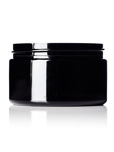 4 oz black PET plastic single wall jar with 70-400 neck finish