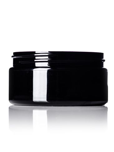 8 oz black PET plastic single wall jar with 89-400 neck finish