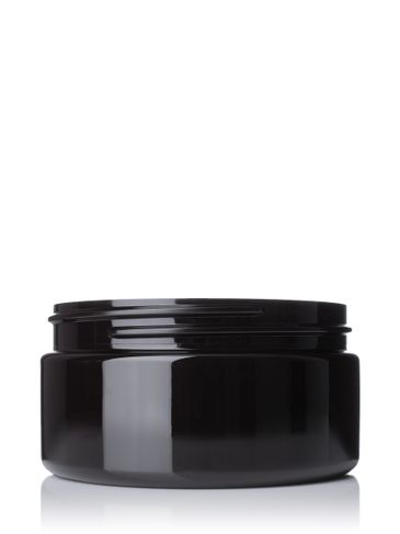 8 oz dark amber PET plastic single wall jar with 89-400 neck finish