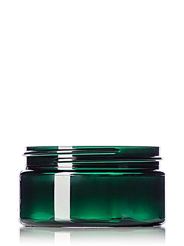 8 oz green PET plastic single wall jar with 89-400 neck finish