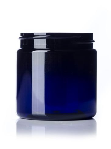 4 oz cobalt blue PET plastic single wall jar with 58-400 neck finish