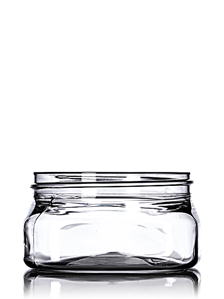4 oz Clear PET Plastic Square Firenze Jar – J053