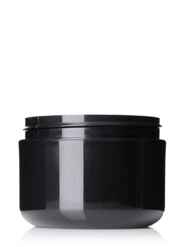 8 oz black PP plastic double wall round base jar with 89-400 neck finish