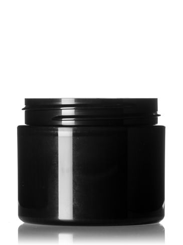 2 oz black PP plastic double wall straight base jar with 58-400 neck finish