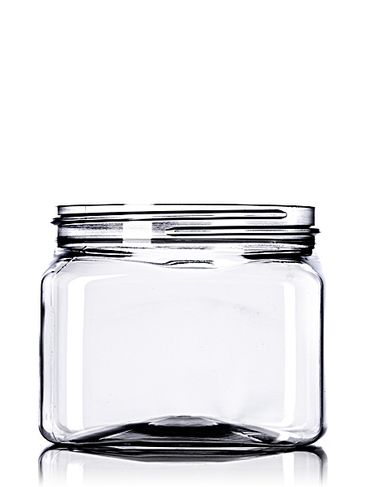 16 oz clear PET plastic square firenze jar with 89-400 neck finish