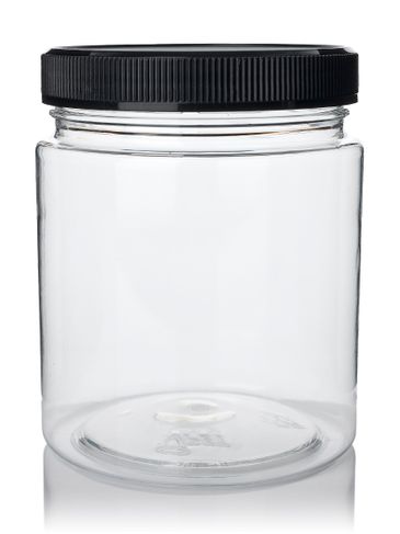 12 oz clear PET plastic single wall jar with 70-400 neck finish