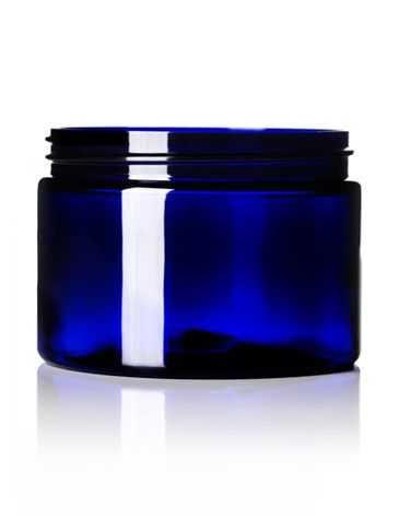 12 oz cobalt blue PET plastic single wall jar with 89-400 neck finish