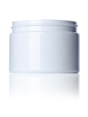 12 oz white PET plastic single wall jar with 89-400 neck finish