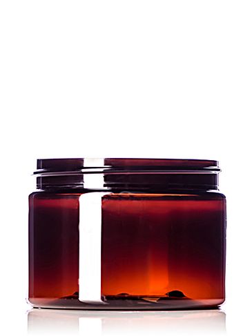 12 oz amber PET plastic single wall jar with 89-400 neck finish