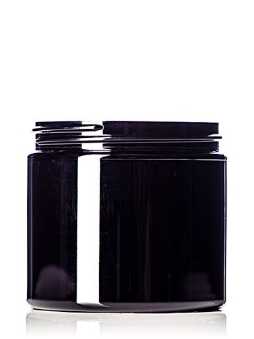 16 oz black PET plastic single wall jar with 89-400 neck finish