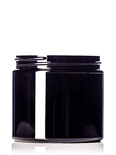 16 oz Black PET Plastic Single Wall Jar – J093BK