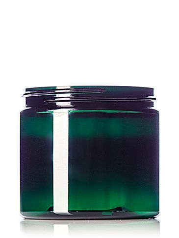 16 oz green PET plastic single wall jar with 89-400 neck finish