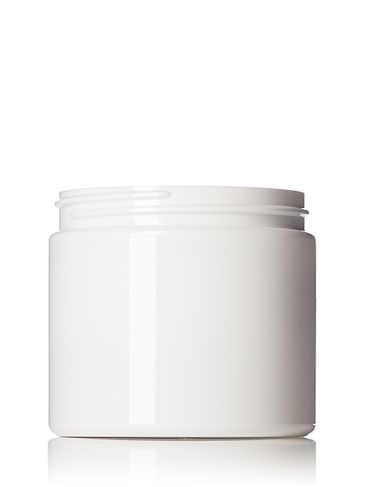 16 oz white PET plastic single wall jar with 89-400 neck finish