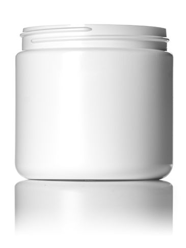 16 oz white HDPE plastic single wall jar with 89-400 neck finish