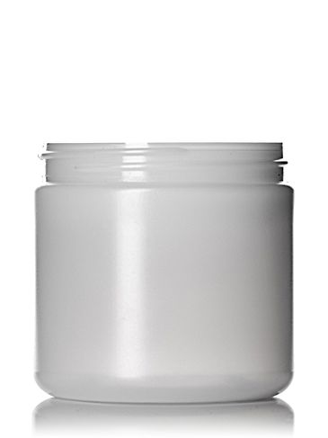 16 oz natural-colored HDPE plastic single wall anti-static jar with 89-400 neck finish