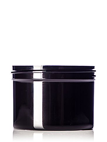 8 oz black PP plastic single wall jar with 89-400 neck finish