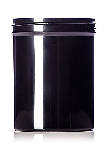 8 oz black PP plastic single wall jar with 70-400 neck finish