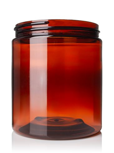 19 oz amber PET plastic single wall jar with 89-400 neck finish
