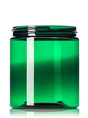 19 oz green PET plastic single wall jar with 89-400 neck finish