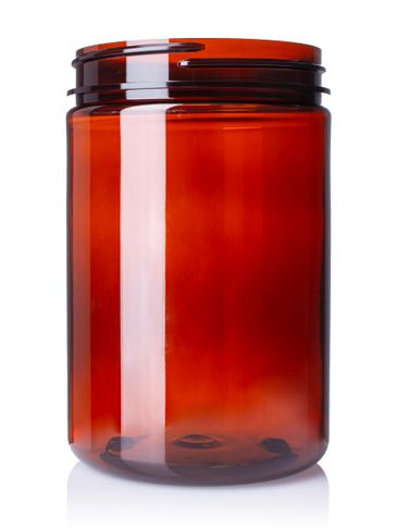 25 oz amber PET plastic single wall jar with 89-400 neck finish