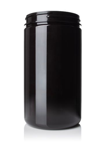 32 oz dark amber PET plastic single wall jar with 89-400 neck finish