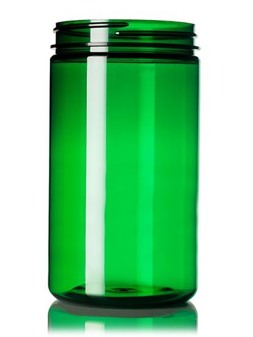 32 oz green PET plastic single wall jar with 89-400 neck finish