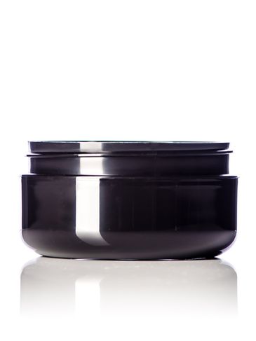 4 oz black PP plastic double wall round base low-profile jar with 89-400 neck finish