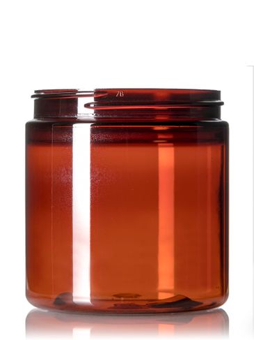 8 oz amber PET plastic single wall jar with 70-400 neck finish