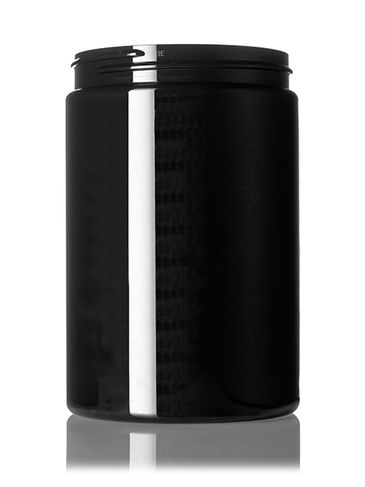 25 oz black PET plastic single wall canister jar with 89-400 neck finish