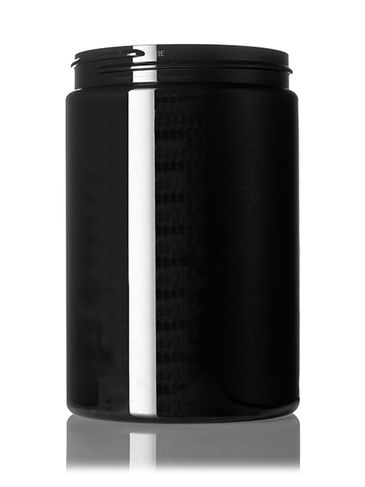 25 oz black PET plastic single wall canister jar with 89-400 neck finish