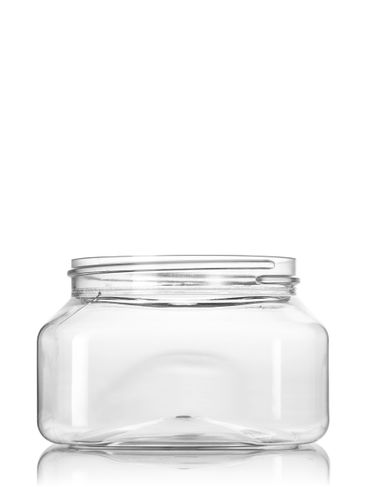 250 mL clear PET plastic square firenze jar with 70-400 neck finish