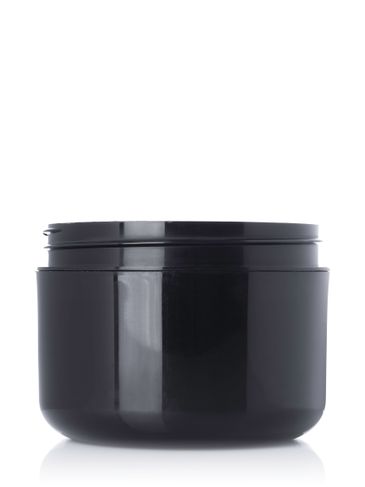 8 oz black PP plastic double wall round base jar with 89-400 neck finish