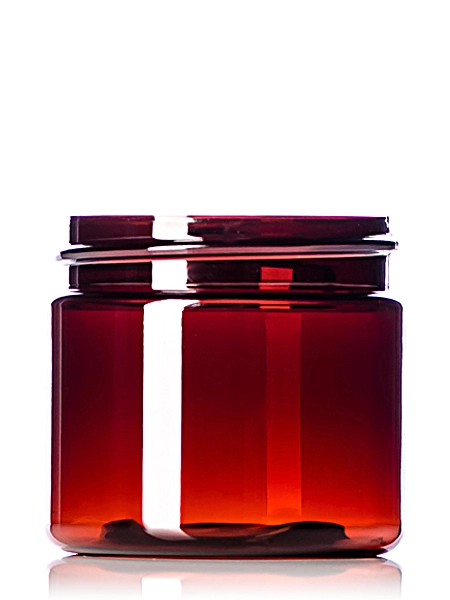 2 oz Amber PET Plastic Single Wall UV Protection Jar – J351