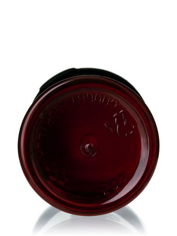 4 oz amber PET plastic aviator jar with black PP smooth skirt child-resistant and tamper evident break-off band lid