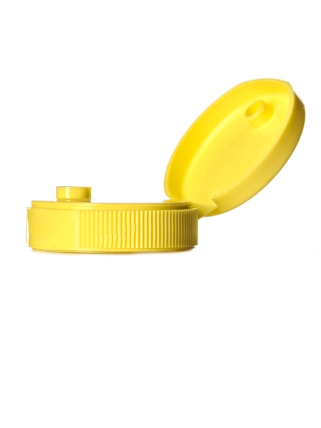 Yellow PP Plastic 38-400 Ribbed Skirt Hinged Flip Top Dispensing Cap – L001Y