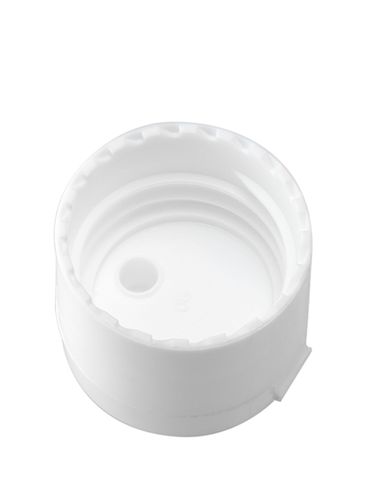 White PP plastic 28-410 smooth skirt hinged flip top dispensing lid unlined (.250 inch orifice)