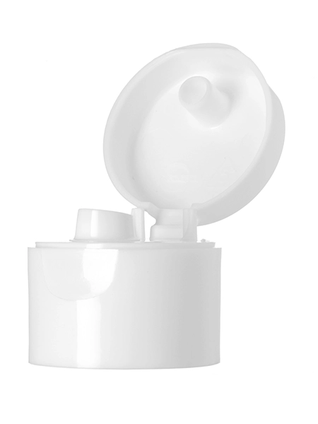 White PP Plastic 28-410 Smooth Skirt Hinged Flip Top Dispensing Lid Unlined – L002W
