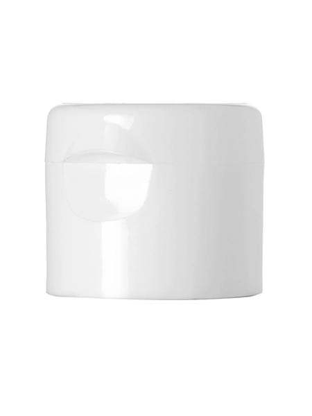 White PP Plastic 28-410 Smooth Skirt Hinged Flip Top Dispensing Lid Unlined – L002W