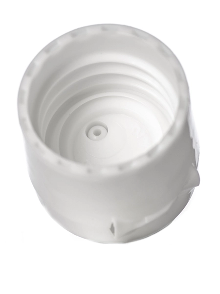 White PP Plastic 20-410 Smooth Skirt Unlined Hinged Flip Top Snap Dispensing Lid – L006