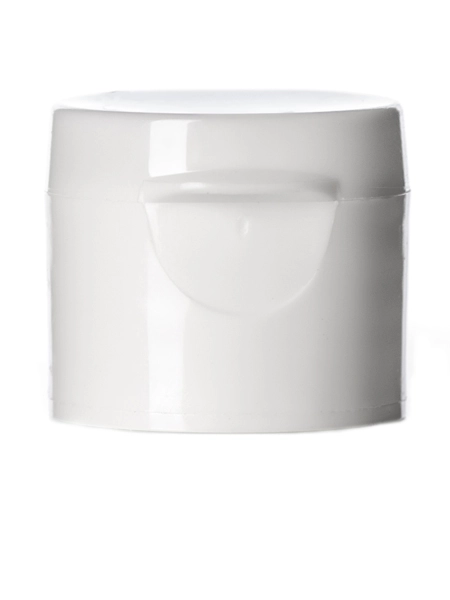 White PP Plastic 20-410 Smooth Skirt Unlined Hinged Flip Top Snap Dispensing Lid – L006